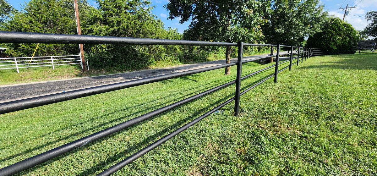 Black Pipe Fencing Installation